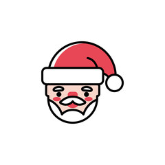 Santa Claus head vector icon in trendy cartoon style for Christmas. Cute Santa face isolated on white background