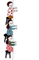 仲良くテーブルに座る子供たち