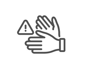 Dont touch line icon. Hands warning sign. Hygiene notification symbol. Quality design element. Linear style dont touch icon. Editable stroke. Vector