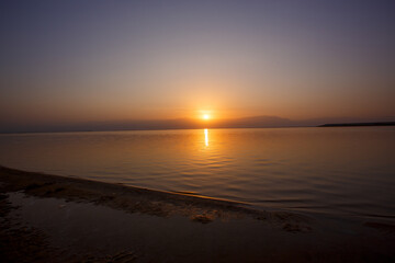 
Dead Sea cost in Israel during sunset
