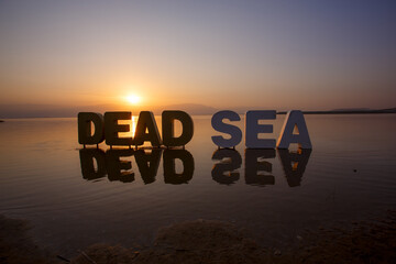 
Dead Sea cost in Israel during sunset
