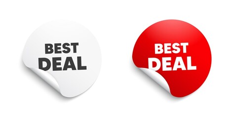 Best deal. Round sticker with offer message. Special offer Sale sign. Advertising Discounts symbol. Circle sticker mockup banner. Best deal badge shape. Adhesive paper banner. Vector