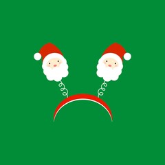 Carnival hoop for on the head. For Christmas, festival, party, holidays costume. The attribute of costume, headband of Santa Claus isolated on a green background.