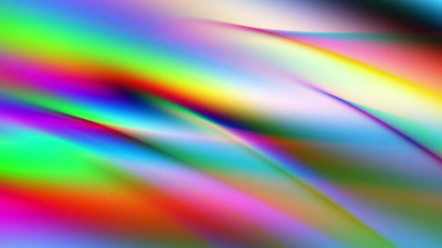 Abstract colorful wavy background in bright blue, orange, green and red color. Halographic gradient. Multicolor metallic surface. Modern colorful wallpaper. Seamless loop animation. 3d rendering.