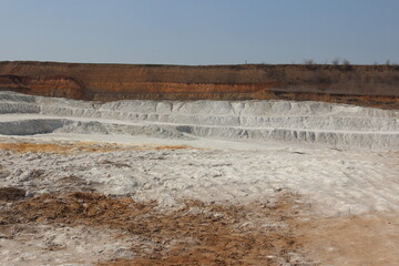 Clay mining. Beautiful background of white clay.