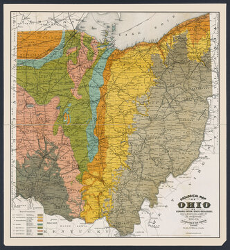 Geological map of Ohio  [1888 map]. This is an enhanced, restored reproduction of an old geological map of Ohio. 