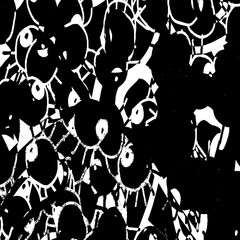 Grunge black and white texture. Monochrome abstract background. Chaotic pattern of black blots on a white background