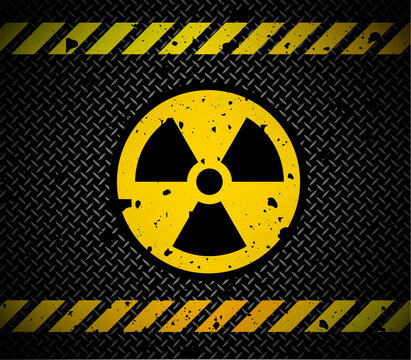 Nuclear Power Sign. Vector illustration on metal grunge background