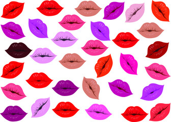Collection of women's mouth painted lipstick.