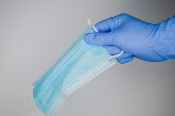 Blauer Handschuh mit Maske