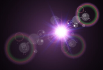 Obraz premium Bright beautiful star.Vector illustration of a light effect on a transparent background. 