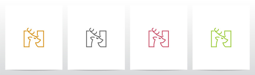 Deer Head On Letter Logo Design N
