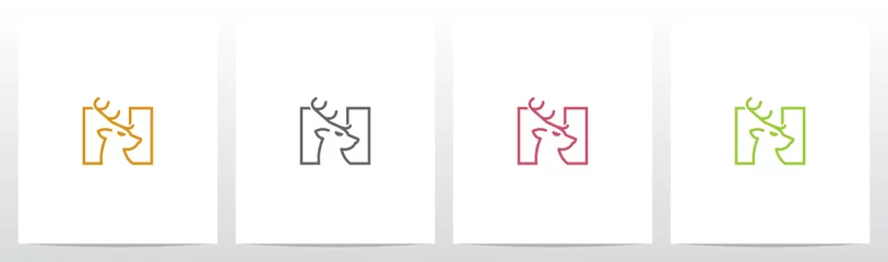  Deer Head On Letter Logo Design N © recehan