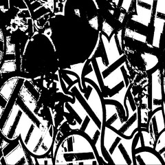 Grunge black and white texture. Monochrome abstract background. Chaotic pattern of black blots on a white background