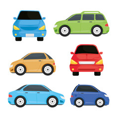 bundle of colors cars vehicles icons vector illustration design