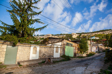 Fototapeta na wymiar City streets in the town of Bakhchysarai, Russia, Crimea