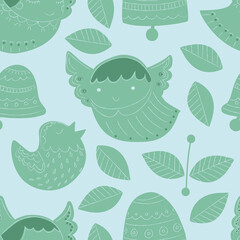 Angel, bird leaves - modern winter motif seamless pattern for gift wrapping, stationery, home decoration or fabrics