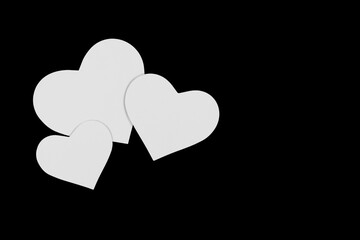 white hearts on black background