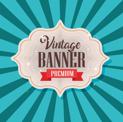 vintage banner with elegant frame in blue background vector illustration design