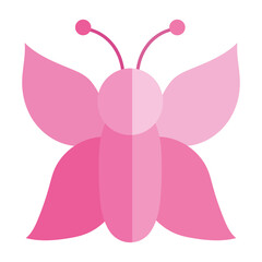 pink butterfly bug animal in cartoon flat icon style