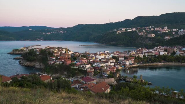 Sunset (day) to night timelapse of Amasra, Bartin Province, Turkey