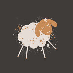 cute baby illustration. Sun and moon. space children's world. print interior poster. good dreams, baby bedroom