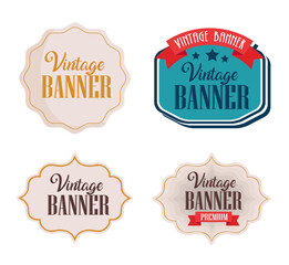 bundle of four vintage banners with frames vector illustration design