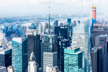 Obraz premium Manhattan skyline and skyscrapers aerial view. New York City, USA.