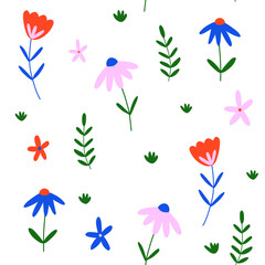Vector hand-drawn floral seamless pattern. Botanical print. Repeated fabric design. For the design of textiles, fabric, Wallpaper, wrapping paper.