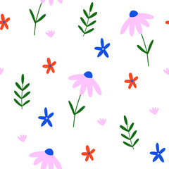 Vector hand-drawn floral seamless pattern. Botanical print. Repeated fabric design. For the design of textiles, fabric, Wallpaper, wrapping paper.