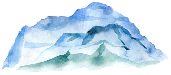 Blue Mountains hand drawn with ink in minimalist style