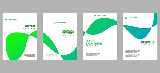 Modern flyer cover template. Cover layout design for company profile, brochure, poster, annual report, magazine and leaflet. Set of a4 page print to promotion and publication on gradient color green