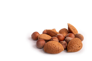 Assorted nuts of almonds and hazelnuts
