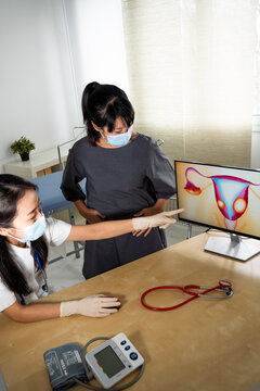 Consultation gyn&eacute;cologique, fibrome et endom&eacute;triose, cabinet m&eacute;dical asiatique.