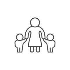 Mother and children line outline icon