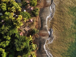 Beach drone view in the Caribbean