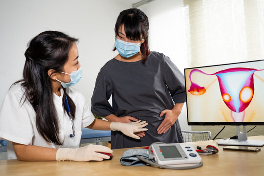 Consultation gyn&eacute;cologique, fibrome et endom&eacute;triose, cabinet m&eacute;dical asiatique.