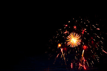 Brightly colorful fireworks and salute of various colors