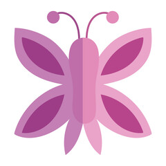 pink butterfly insect animal in cartoon flat icon style