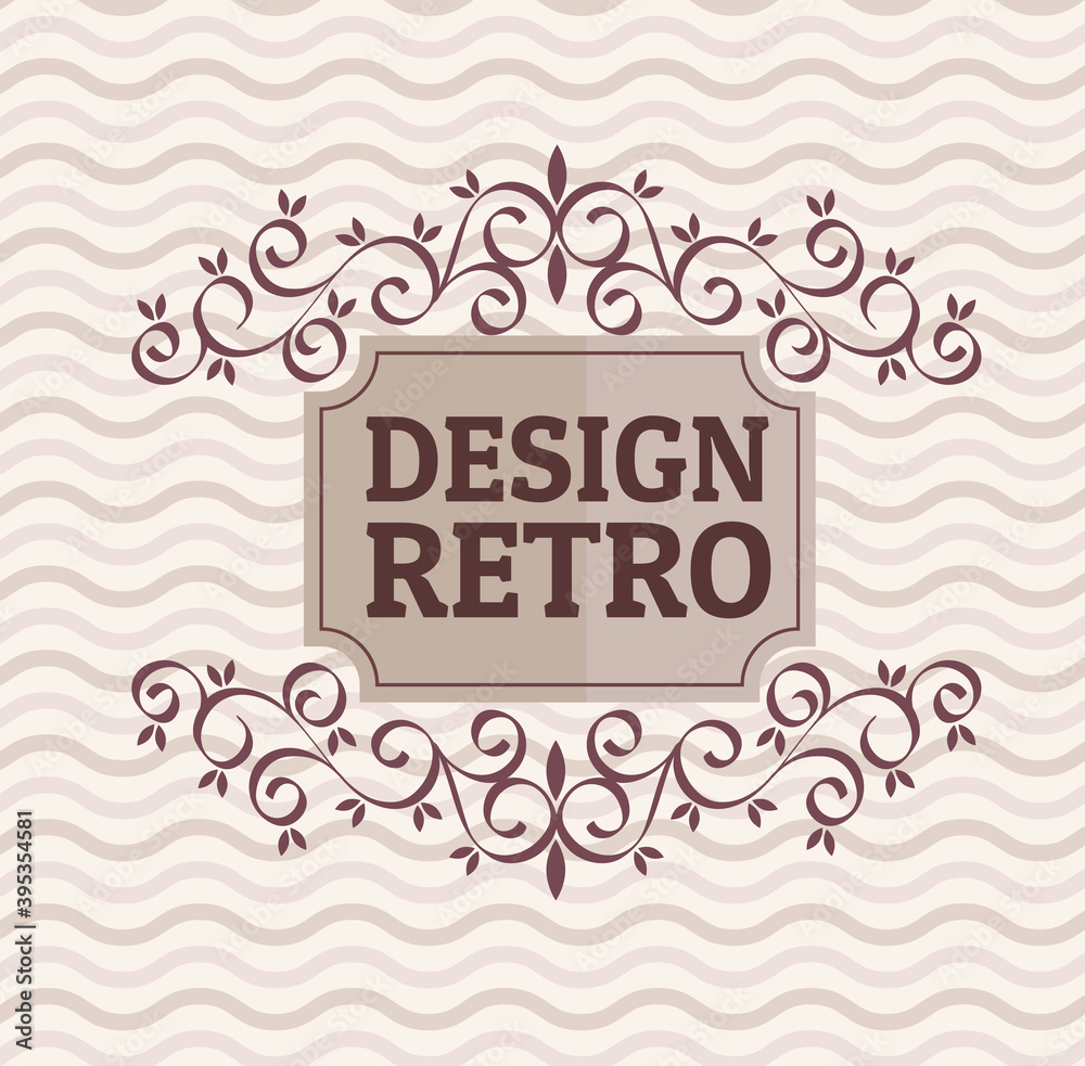 Sticker design retro with elegant frame vector illustration