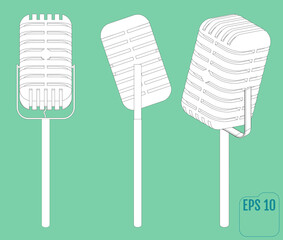 Microphone Retro Vocal Radio Equipment Vector.