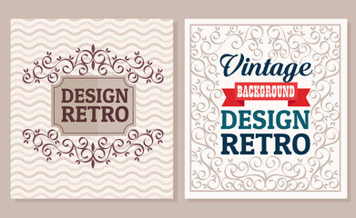 bundle of two vintage banners with frames retro style vector illustration design