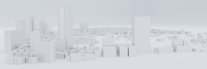 Aerial view-abstract futuristic mega city landscape and metropolis,architecture building and skyscraper,image 3D rendering illustration, isolated white background,concept of modern city and technology