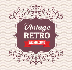 vintage retro banner with elegant frame and ribbon vector illustration design