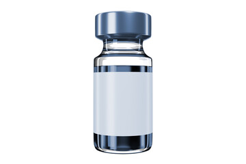 Fototapeta premium bottle of the covid-19 vaccine in clear glass with empty space of white label mockup