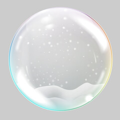 Christmas snow globe on transparent background. Vector illustration.