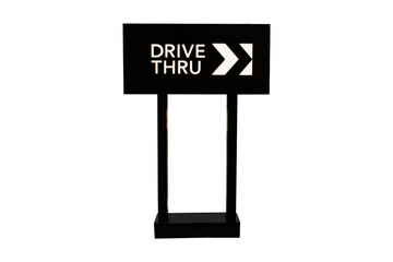 Drive thru storefront sign isolated on white background, Copy space for text. Clipping path.