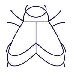 bug with wings animal in cartoon line icon style