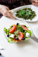 Bowl of vegetable salad on a table
