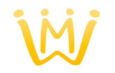 M and W letters crown family logo